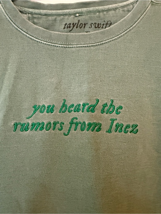 Taylor Swift Tops - Taylor Swift "you heard the rumors from Inez" Green Embroidered sweatshirt